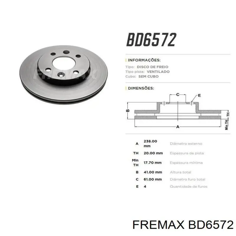 Купить BD6572 Fremax Ротор тормозной