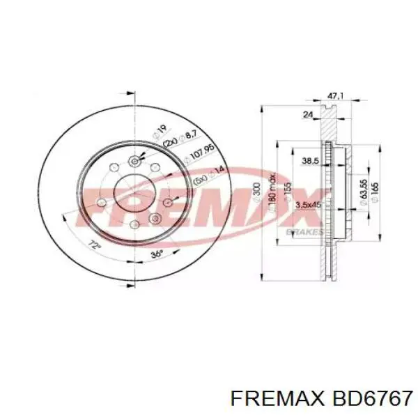 BD6767 Fremax диск тормозной передний