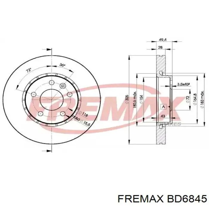 Передние тормозные диски BD6845 Fremax