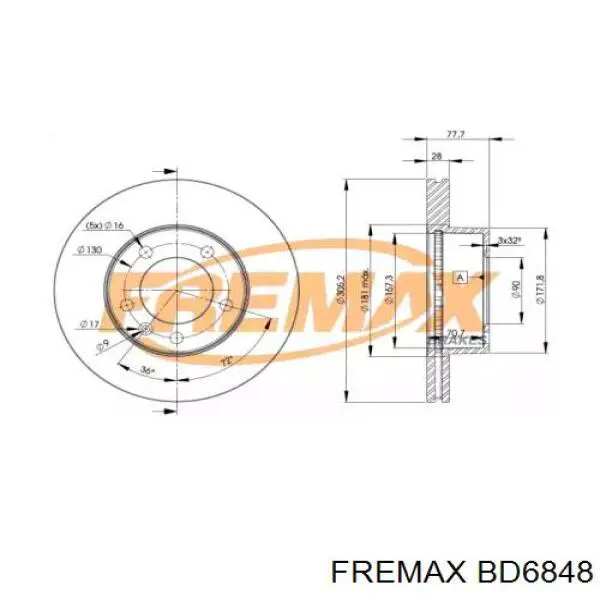 Передние тормозные диски BD6848 Fremax