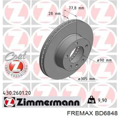 Передние тормозные диски BD6848 Fremax