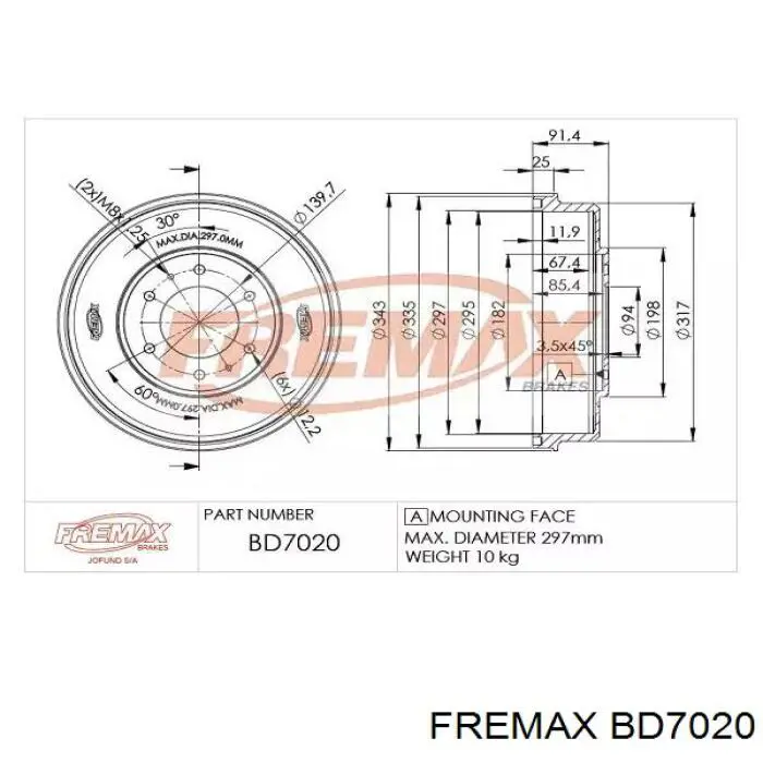 Тормозной барабан BD7020 Fremax