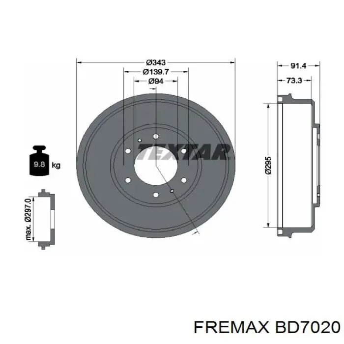 Барабан тормозной задний Fremax BD7020 цена, от 31.67 USD