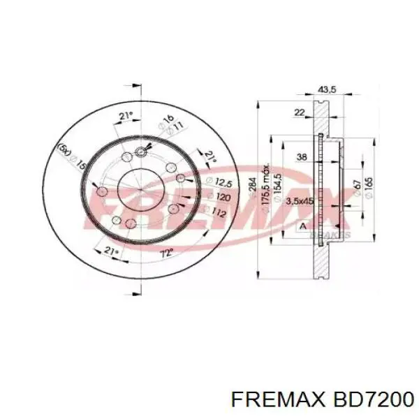 BD7200 Fremax диск тормозной передний