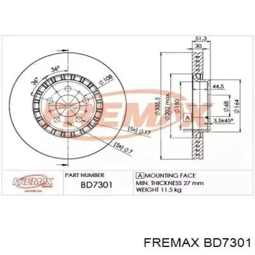 BD7301 Fremax тормозные диски
