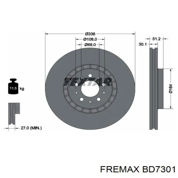 Передние тормозные диски BD7301 Fremax