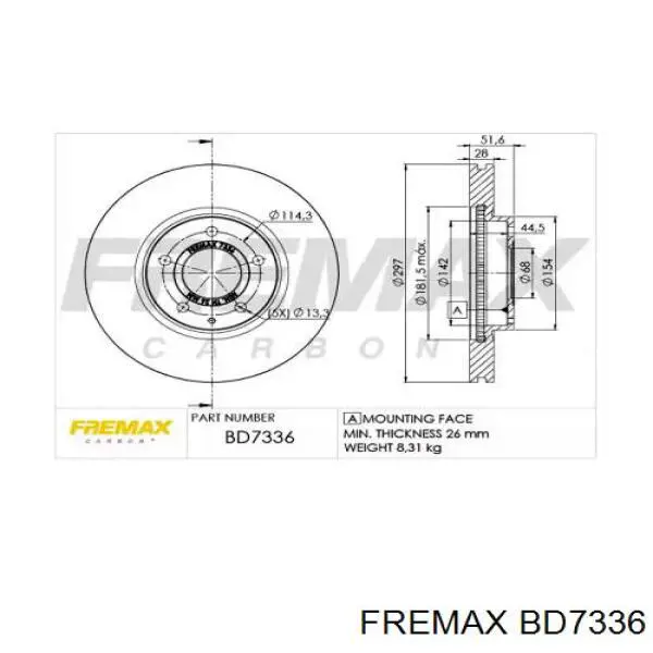Тормоз дисковый передний Fremax BD7336 цена, от 62.07 USD