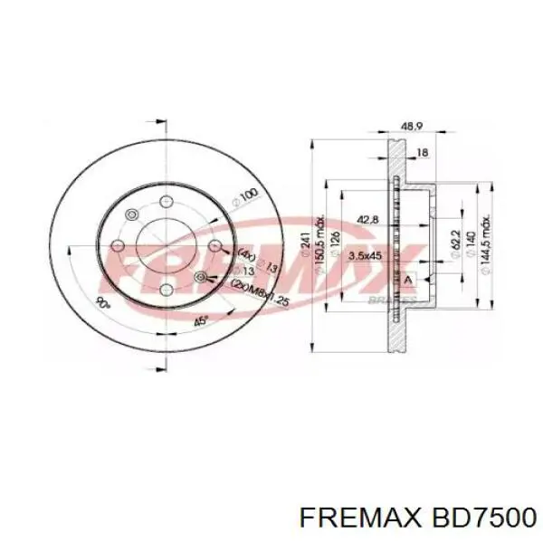 Тормоз дисковый передний Fremax BD7500 цена, от 27.06 USD