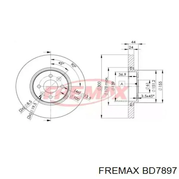 Передние тормозные диски BD7897 Fremax