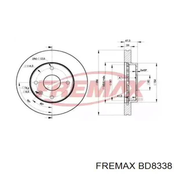 Передние тормозные диски BD8338 Fremax