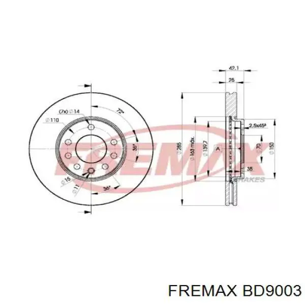 Передние тормозные диски BD9003 Fremax