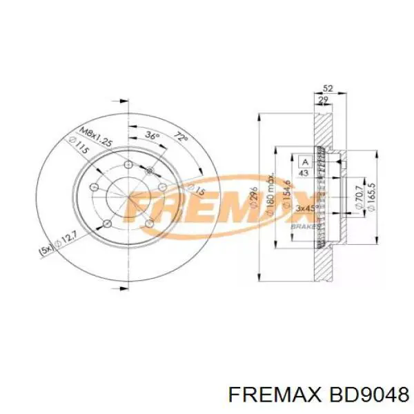 BD9048 Fremax диск тормозной передний