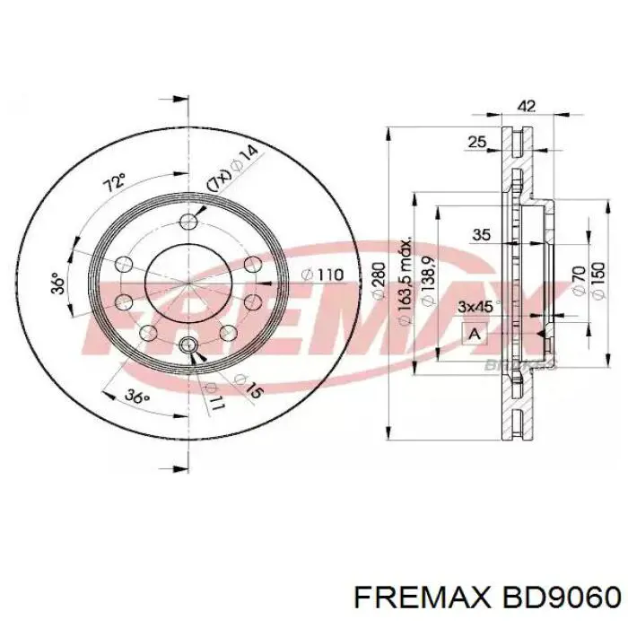 Передние тормозные диски BD9060 Fremax