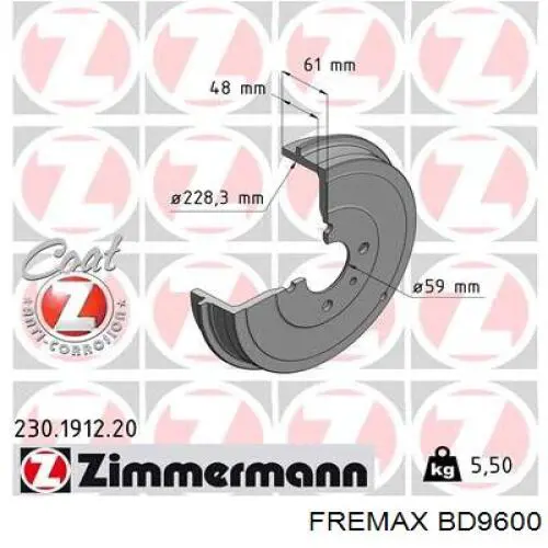 Барабан тормозной задний Fremax BD9600 цена, от 40.18 USD
