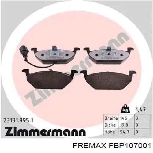 FBP107001 Fremax Колодки передние