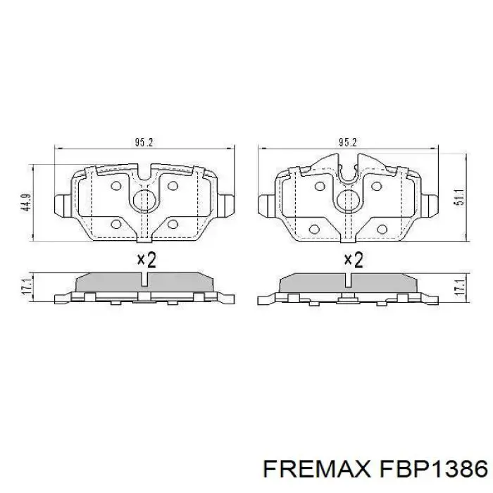 FBP1386 Fremax колодки тормозные задние дисковые