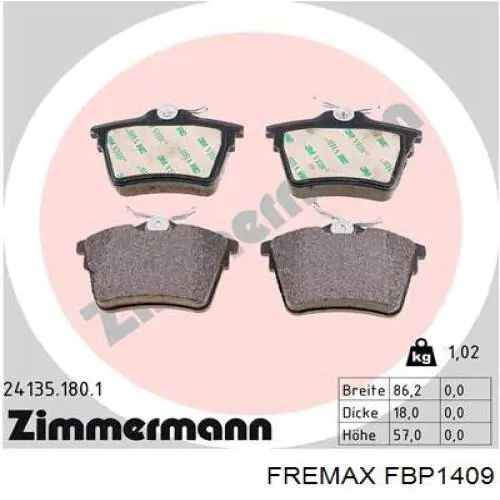 Задние тормозные колодки FBP1409 Fremax