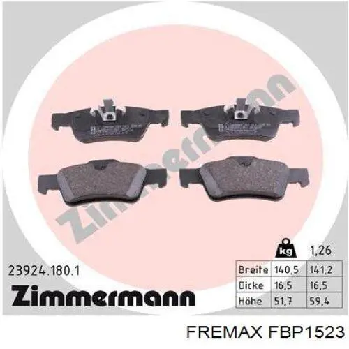 Купить FBP1523 Fremax Колодки тормозные задние, дисковые
