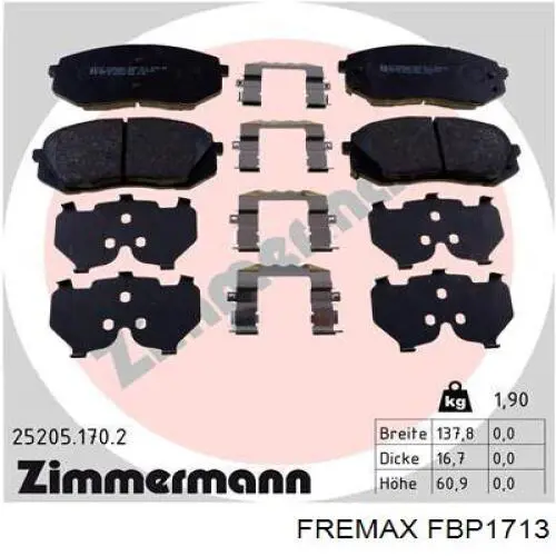 Колодки Fremax FBP1713 цена, от 47.48 USD