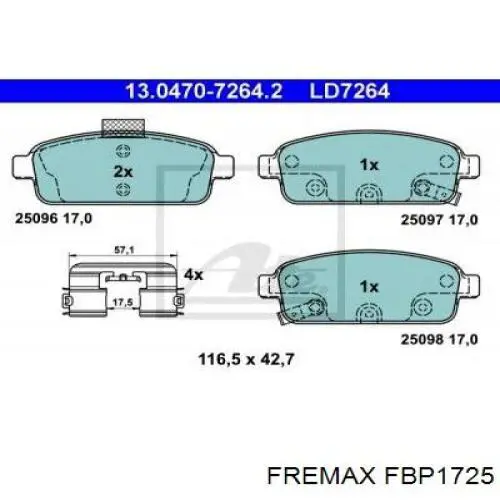 FBP1725 Fremax Колодки тормозные дисковые комплект