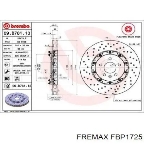 Колодки дисковые  Fremax FBP1725 цена, от 17.31 USD