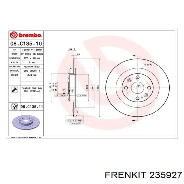 Ремкомплект суппортов Frenkit 235927 цена, от 12.34 USD