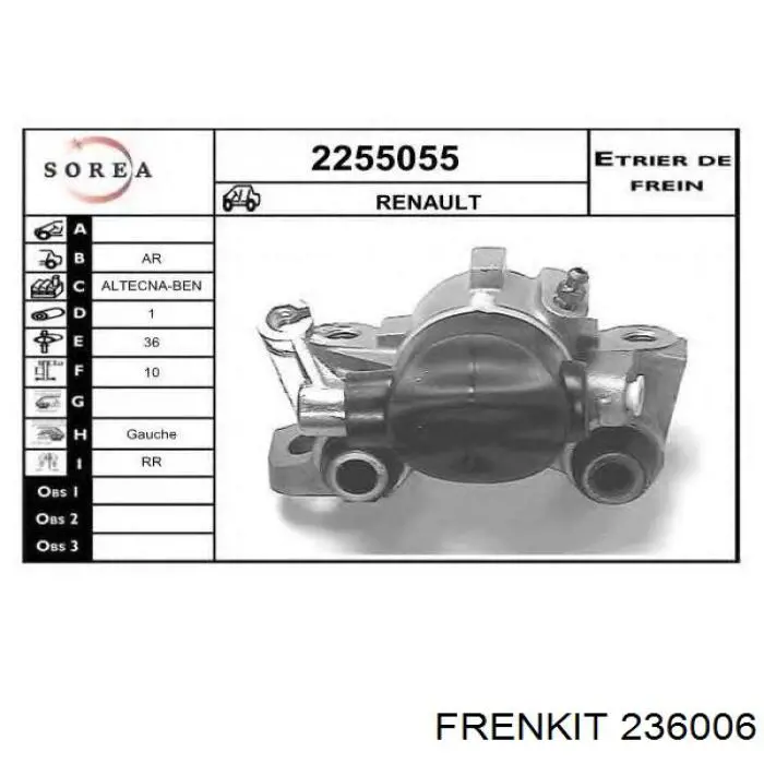 Ремкомплект суппортов Frenkit 236006 цена, от 10.20 USD