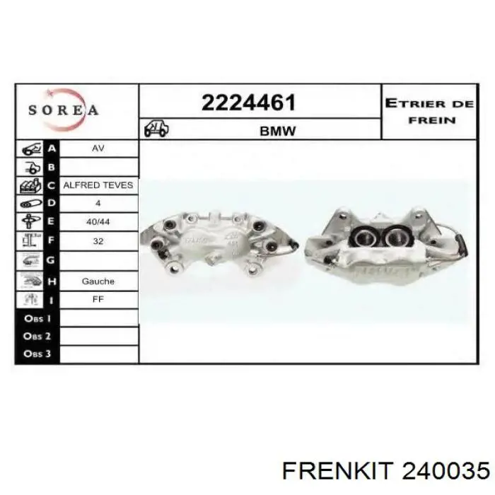 Ремкомплект тормозной системы Frenkit 240035 цена, от 12.73 USD