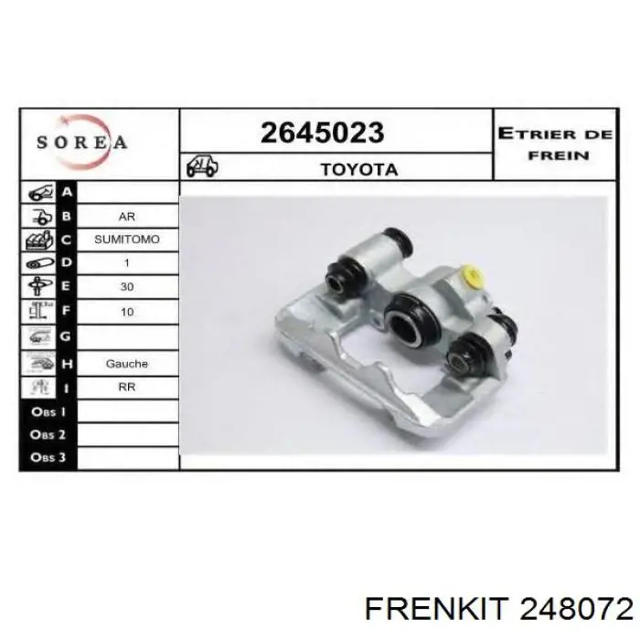 Ремкомплект суппортов Frenkit 248072 цена, от 4.57 USD