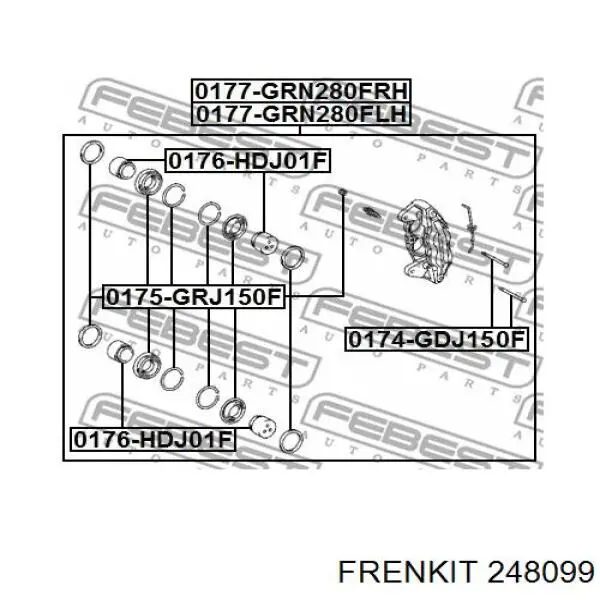 Ремкомплект суппорта тормозного переднего FRENKIT 248099