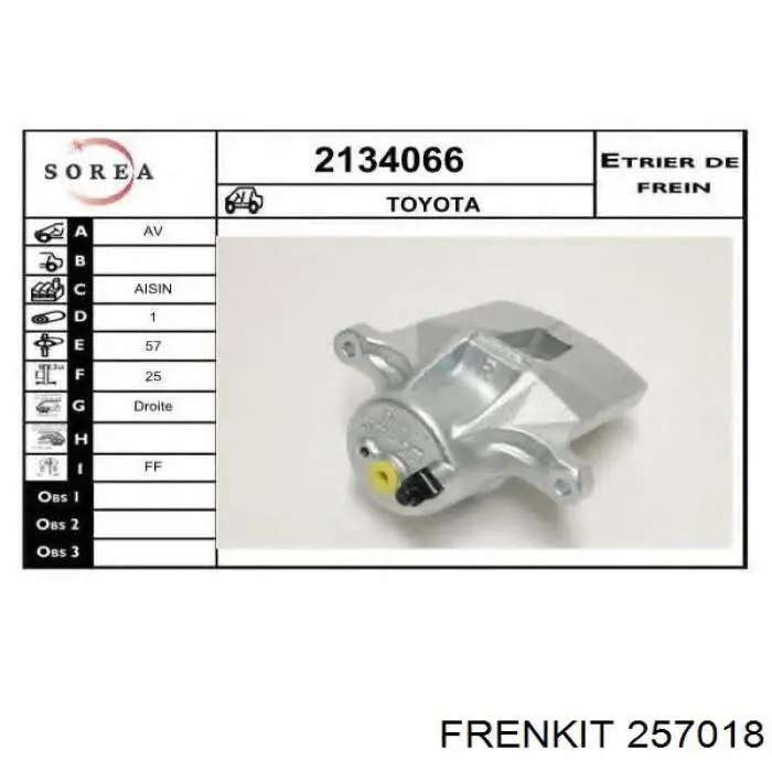 Ремкомплект переднего суппорта 257018 Frenkit