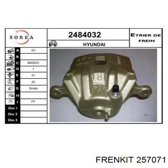 Ремкомплект переднего суппорта 257071 Frenkit