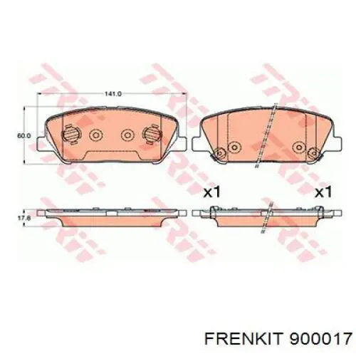 Pastillas de freno delanteras 900017 Frenkit