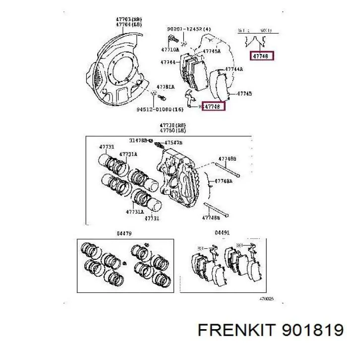 Комплект пружинок крепления дисковых колодок передних 901819 Frenkit