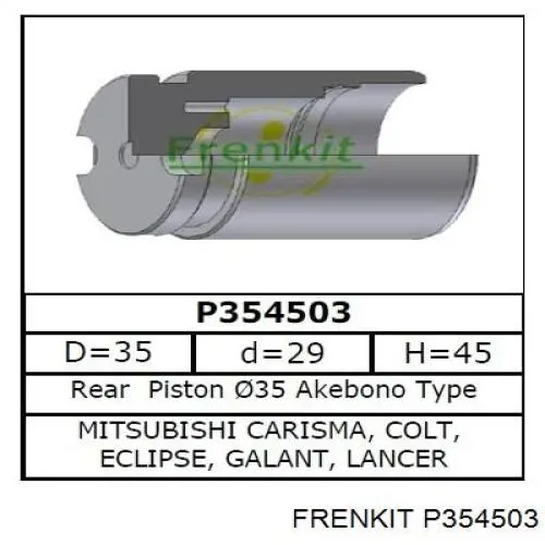 Поршень суппорта тормозного, заднего Frenkit P354503 цена, от 7.36 USD