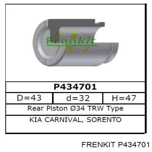 Купить P434701 Frenkit Поршень суппорта тормозного переднего
