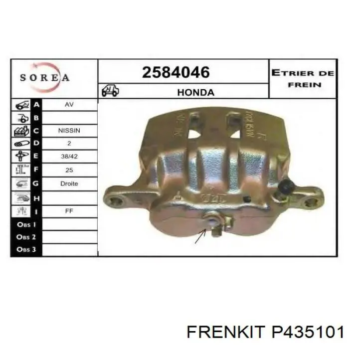 P435101 Frenkit поршень суппорта тормозного переднего