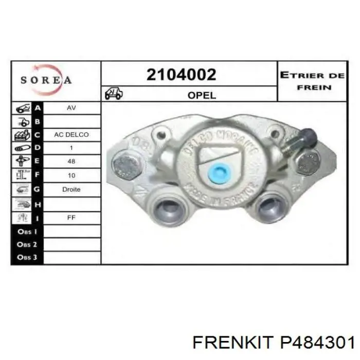 Поршень суппорта тормозного переднего P484301 Frenkit