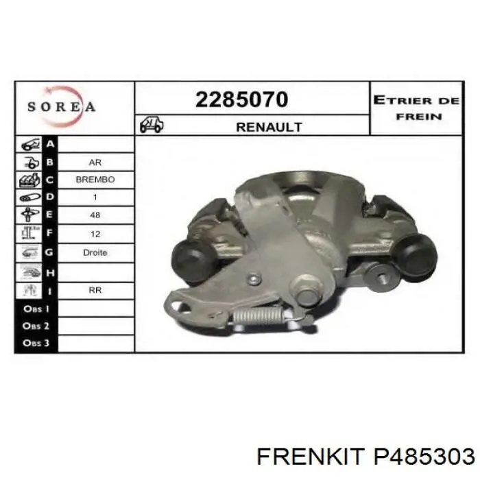 Купить P485303 Frenkit Поршень суппорта тормозного заднего