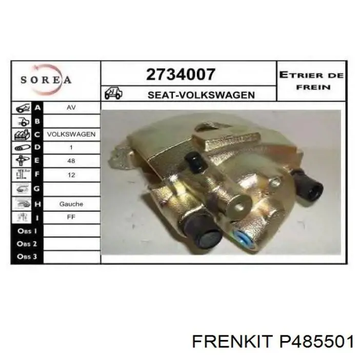 Поршень суппорта тормозного переднего P485501 Frenkit