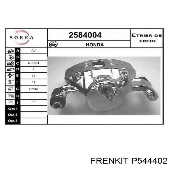 P544402 Frenkit Поршень тормозного суппорта переднего