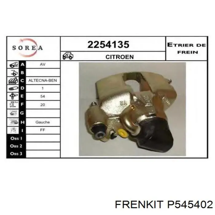 Купить P545402 Frenkit Поршень суппорта тормозного переднего