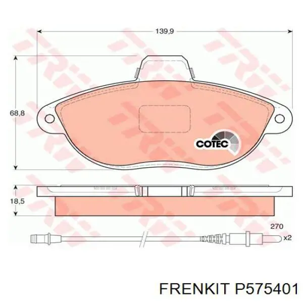 Поршень суппорта тормозного переднего P575401 Frenkit
