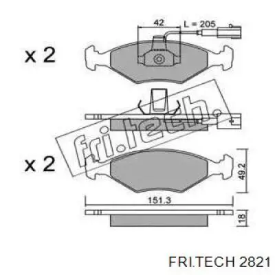 Передние тормозные колодки 2821 Fri.tech