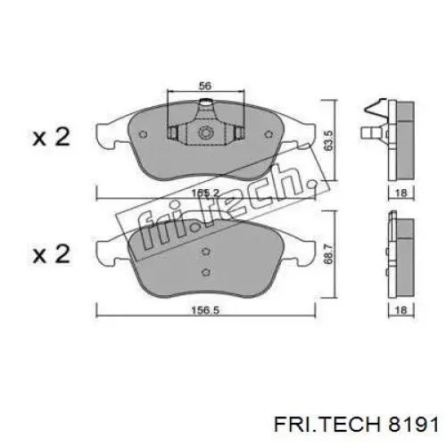 Передние тормозные колодки 8191 Fri.tech