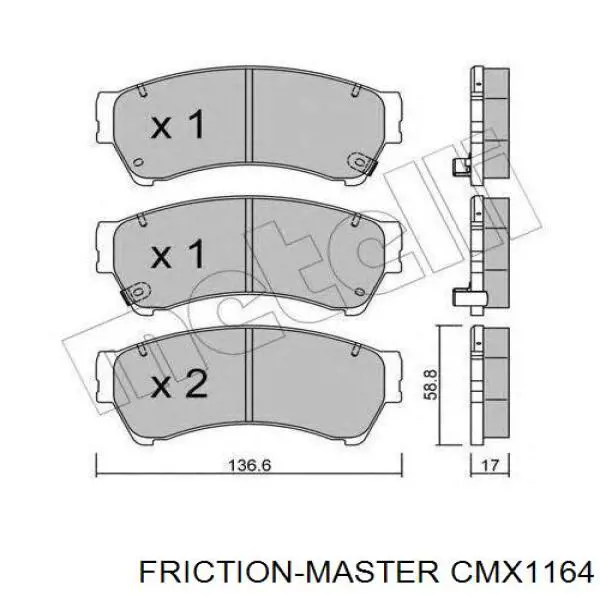 Передние тормозные колодки CMX1164 Friction Master