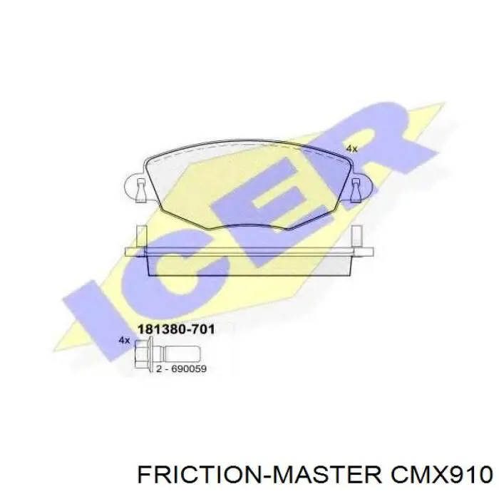 Передние тормозные колодки CMX910 Friction Master