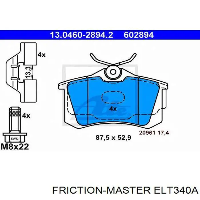 ELT340A Friction Master колодки тормозные задние дисковые