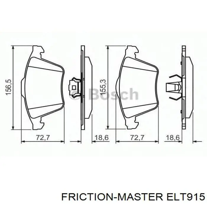 Передние тормозные колодки ELT915 Friction Master