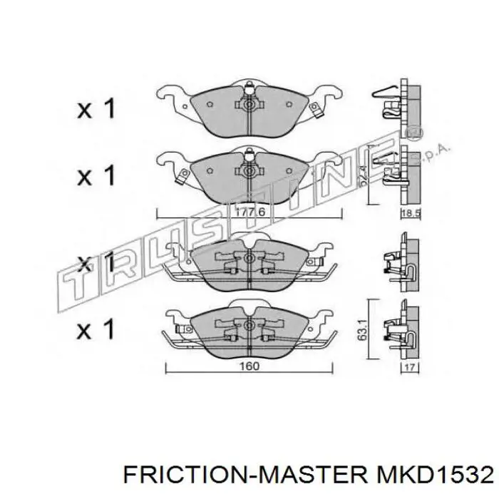 Передние тормозные колодки MKD1532 Friction Master